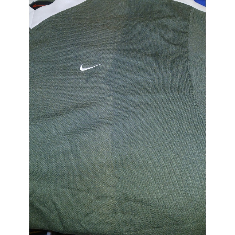 VINTAGE Nike Sweatshirt Womens XL Green V Neck Pullover Embroidered Swoosh Y2K - Picture 7 of 8